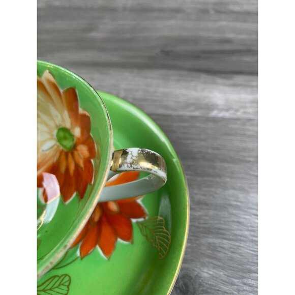 Taiyo China Tea Cup and Saucer Set Floral with Gold Trim Made in Occupied Japan - Picture 5 of 16